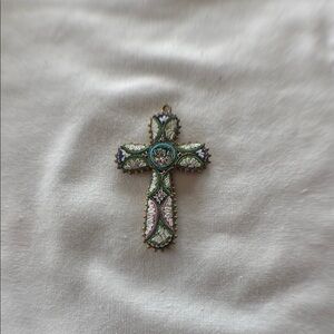 Elegant Multicolor Cross Pendant Necklace